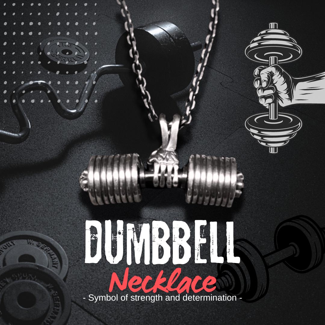 Wearing dumbbell necklace in the gym is amazing